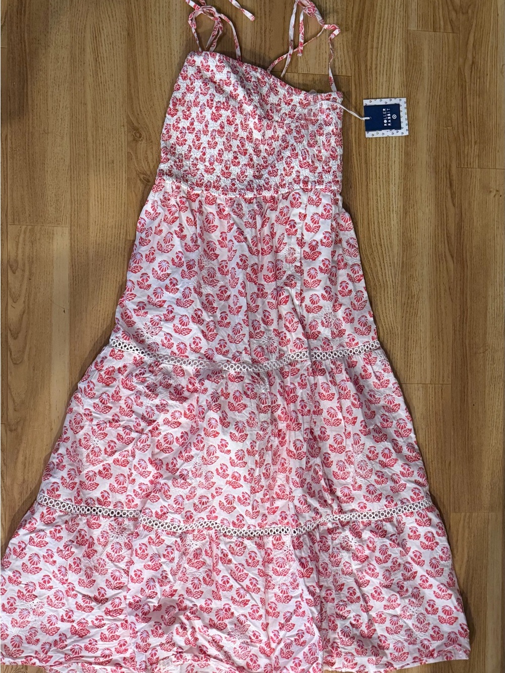 Target x roller rabbit red Floral Tiered Sundress with Tie Straps women’s small